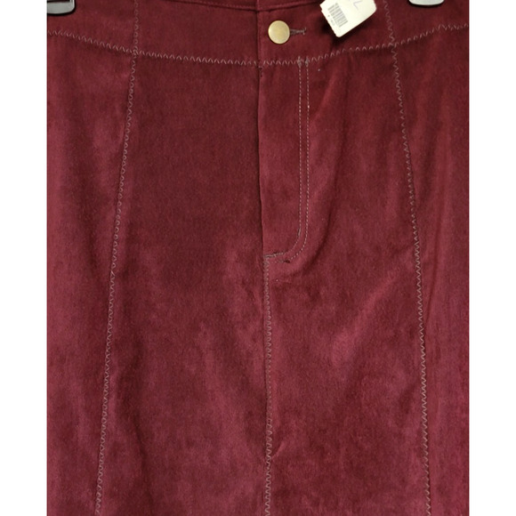 Wild Cat Maxi Skirt Womens XL Maroon Zip-Zag Trim Stitching Stretch Boho Modest - Picture 6 of 11